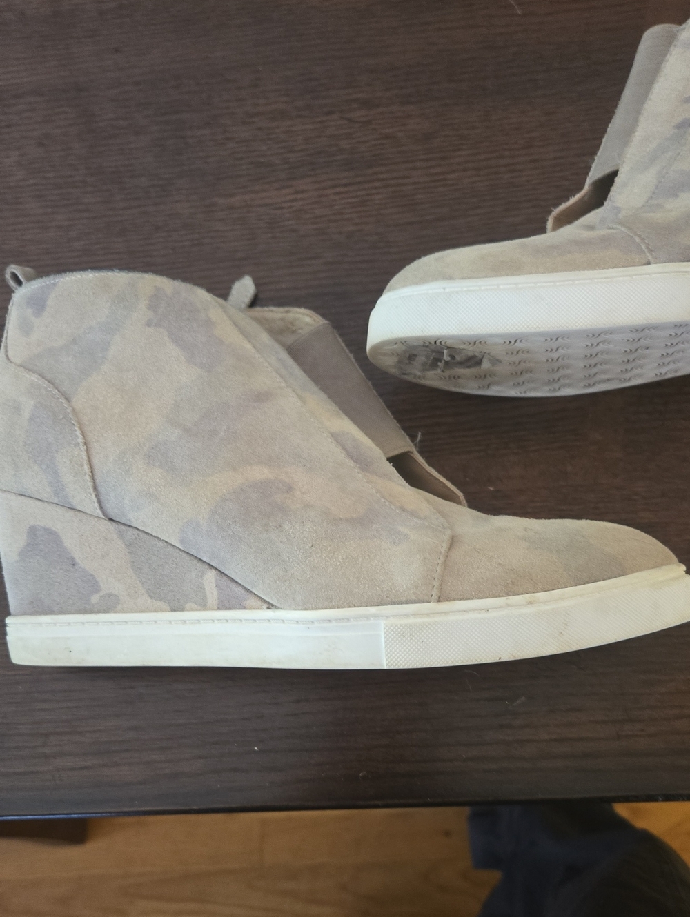 Paolo Women's Suede Wedge Sneaker - Taupe Camo